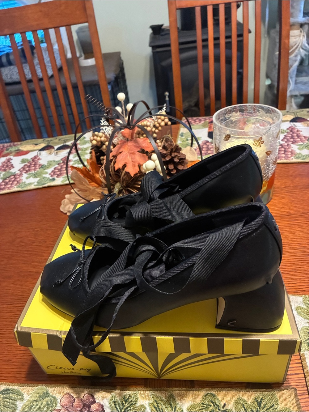 Circus by Sam Edelman Black Ribbon-Tie Block Heel Pumps